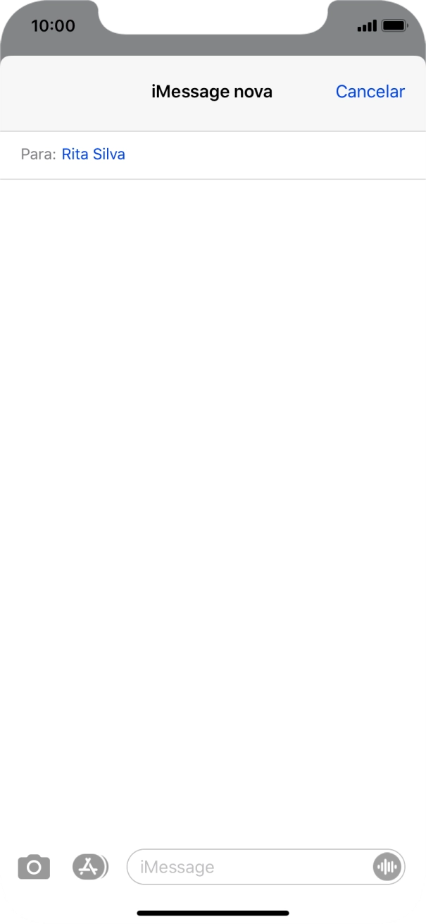 Se for possível o destinatário receber iMessages, aparecerá o texto iMessage no campo de escrita.