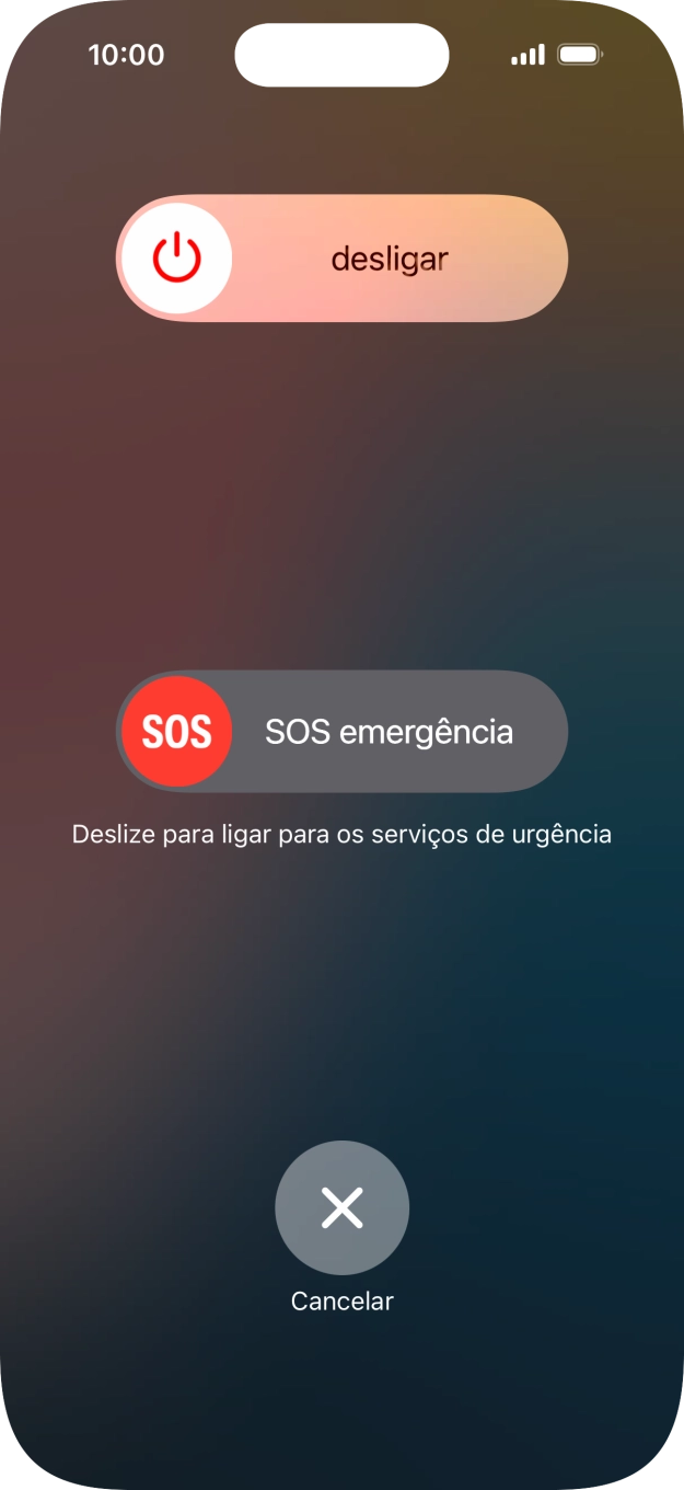 Prima o ícone para desligar e arraste-o para a direita.