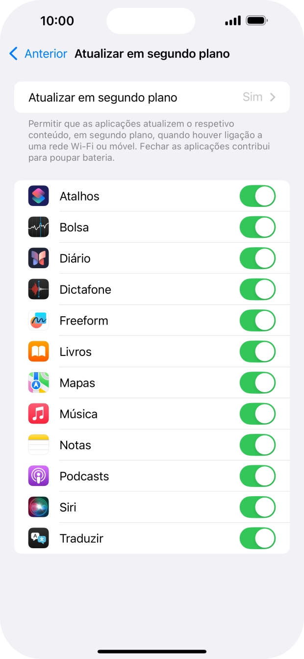 Prima Atualizar em segundo plano.