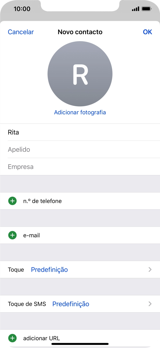 Prima Apelido e introduza o apelido.