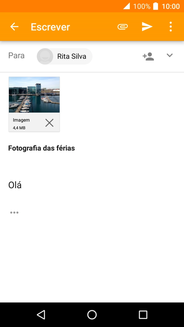 Prima o ícone para enviar quando terminar de escrever o seu e-mail.