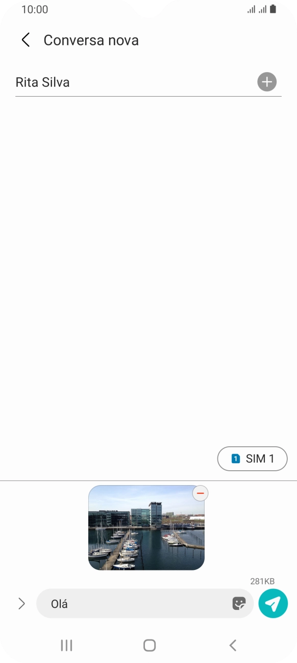 Prima o ícone para enviar quando terminar de escrever a sua mensagem multimédia.