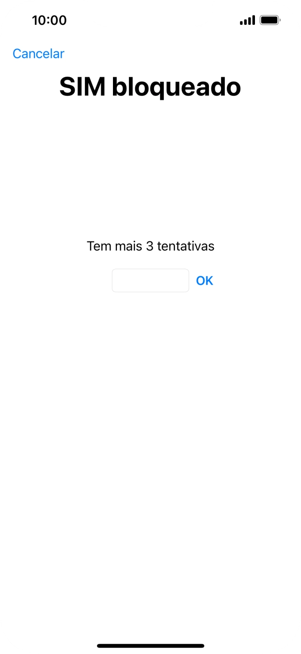 Se o cartão SIM estiver bloqueado, deve introduzir o código PIN e premir OK.