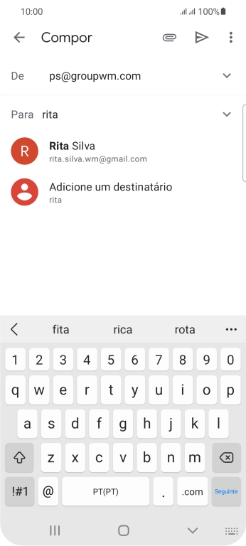 Prima o contacto pretendido.