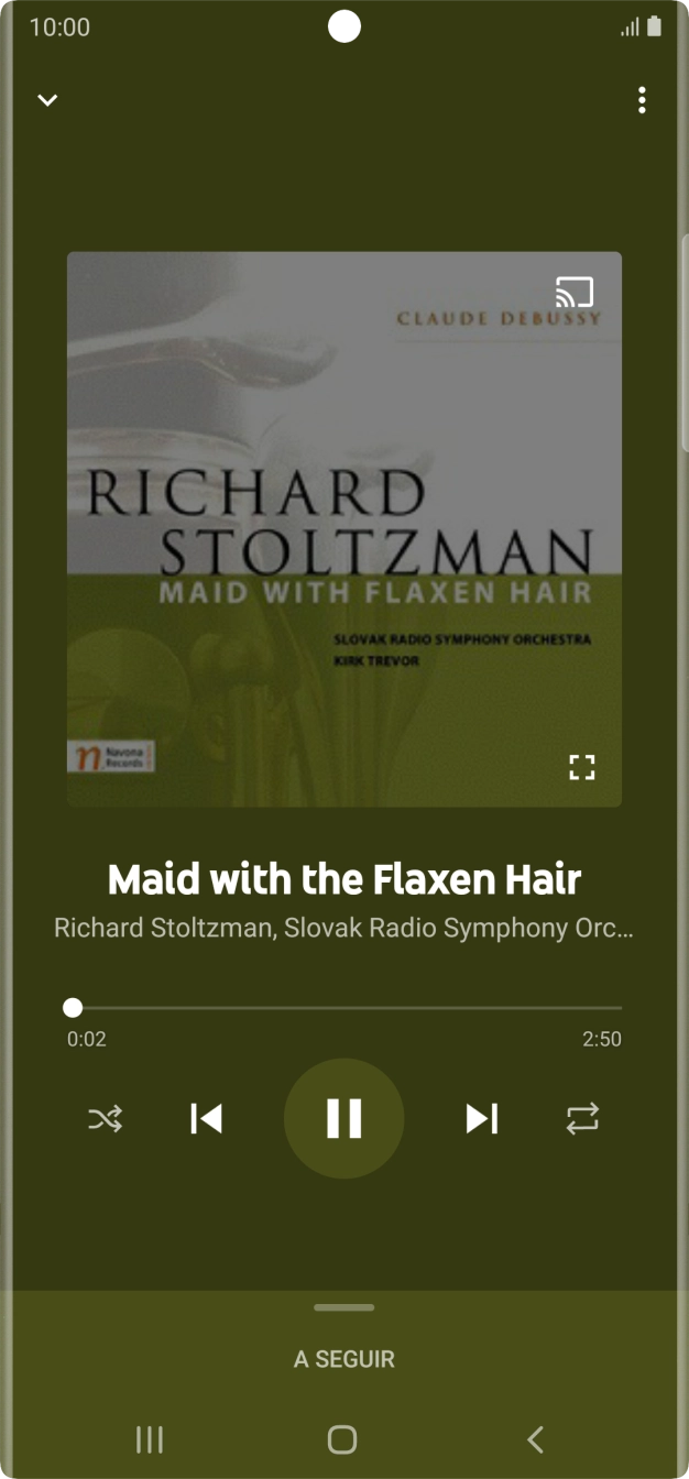 Prima a seta para a direita para ir para o ficheiro de música seguinte.