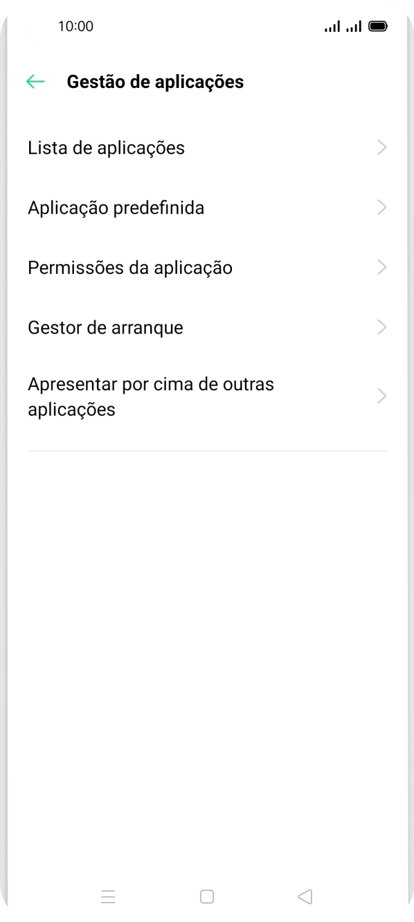Prima Permissões da aplicação.