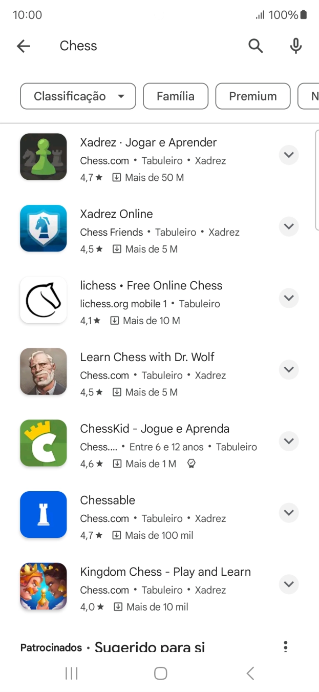 Prima a app pretendida.