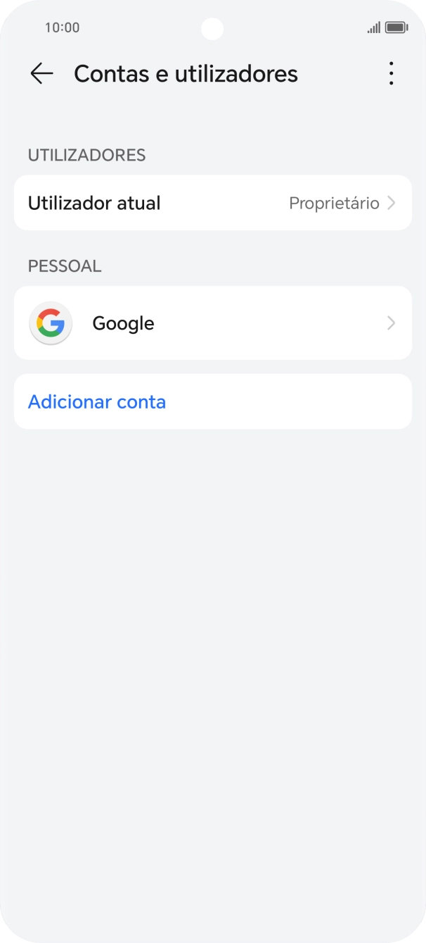Prima Adicionar conta.