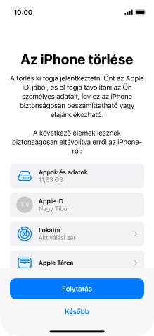 Válaszd a Folytatás lehetőséget.