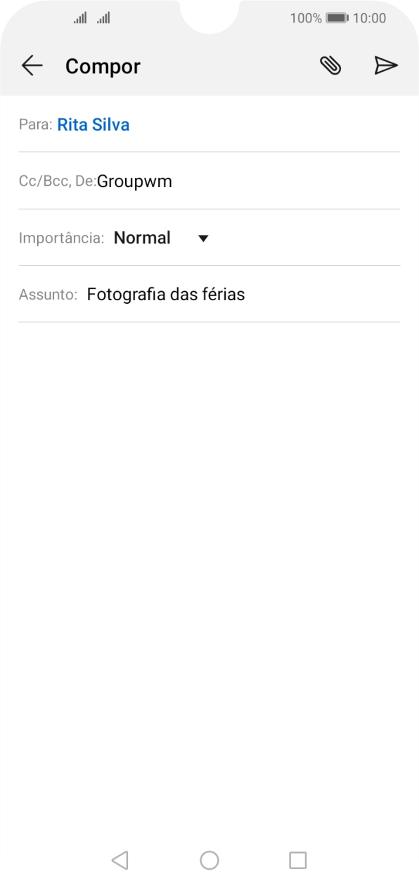 Prima o campo de escrita e escreva o texto do e-mail.