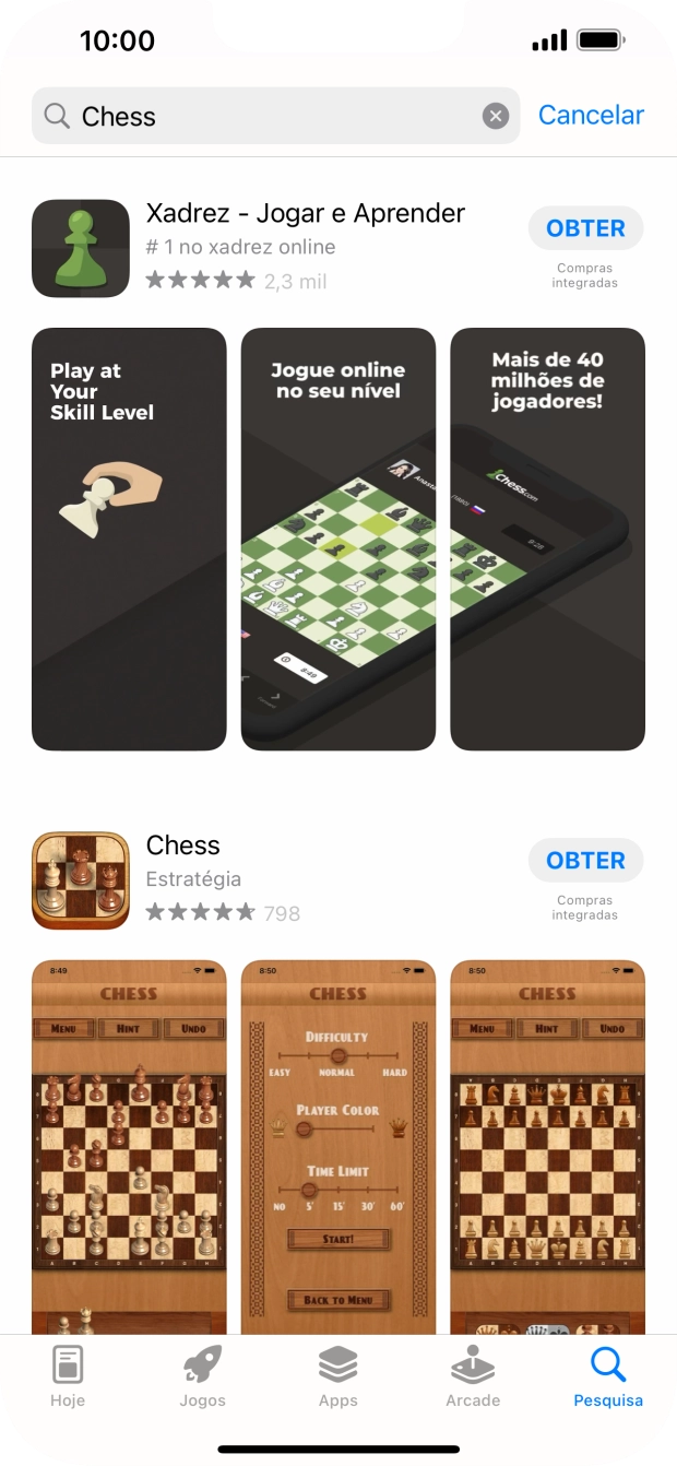 Prima a app pretendida.