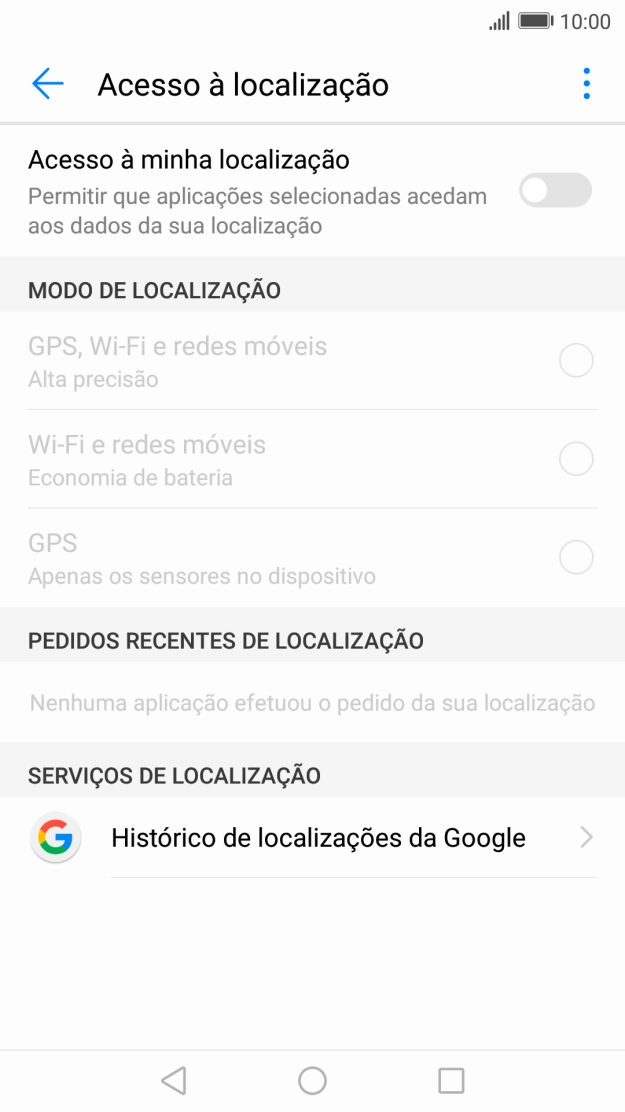 Prima o indicador para ativar ou desativar a função.