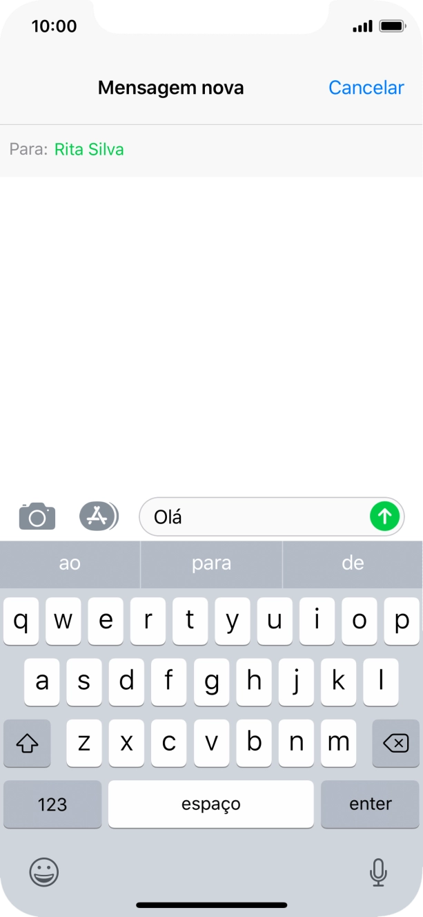 Prima o ícone para enviar.