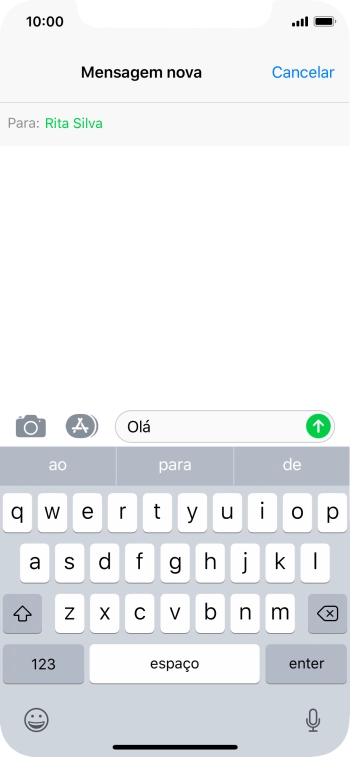Prima o ícone para enviar.