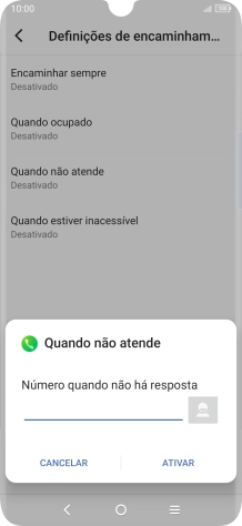 Introduza 123 e prima ATIVAR.