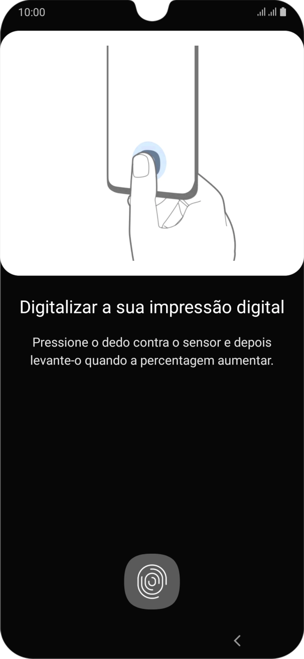 Siga as indicações no ecrã para definir a impressão digital como código de bloqueio.
