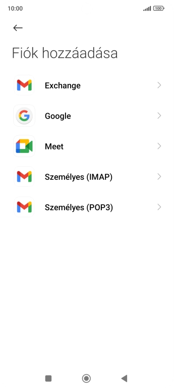 Válaszd a Személyes (IMAP) lehetőséget.