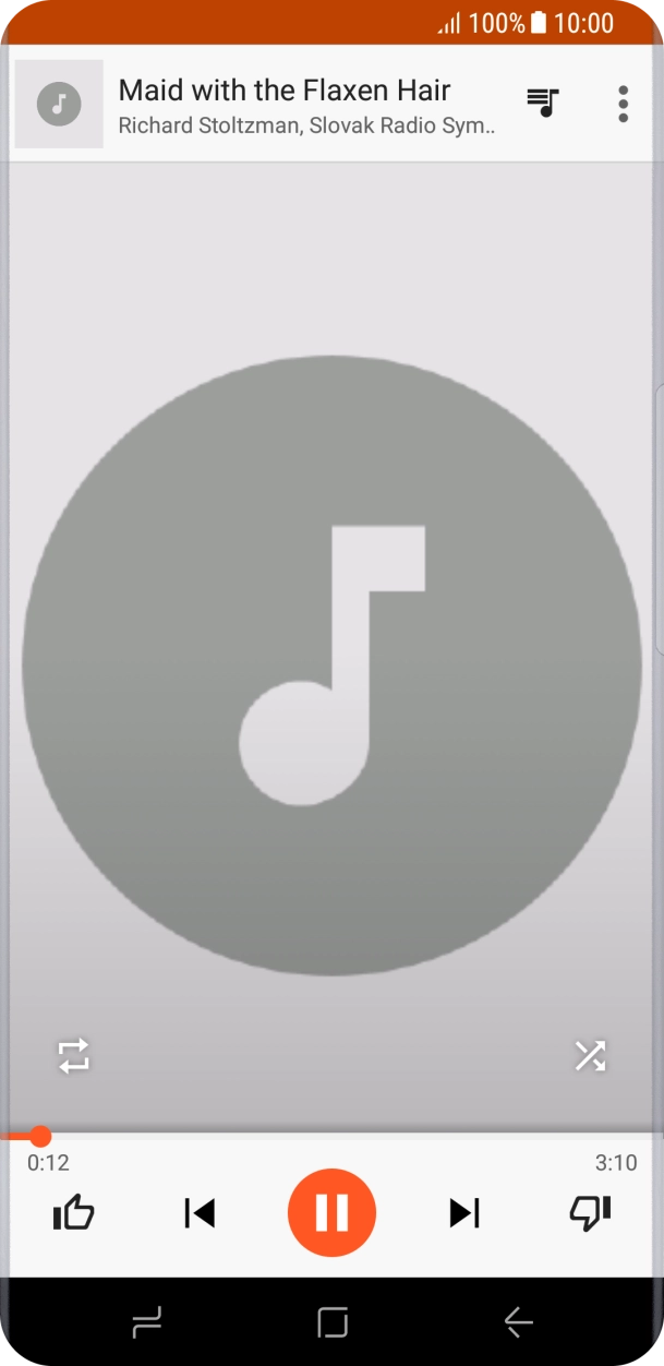 Prima a seta para a direita para ir para o ficheiro de música seguinte.