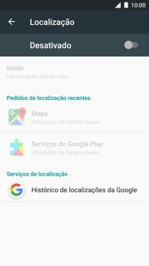 Prima o indicador para ativar ou desativar a função.