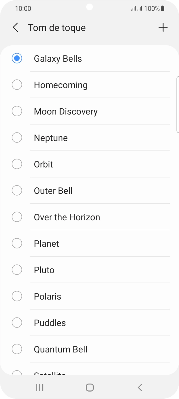 Prima o ícone para adicionar um tom de toque.