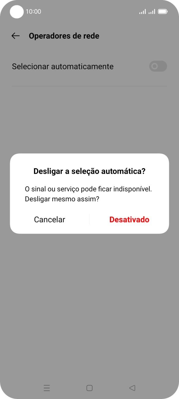Prima Desativado para desativar a função e aguarde enquanto o telefone procura as redes.