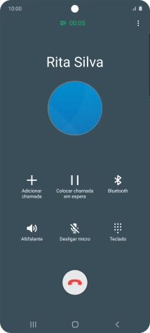 Prima o ícone para terminar a chamada.
