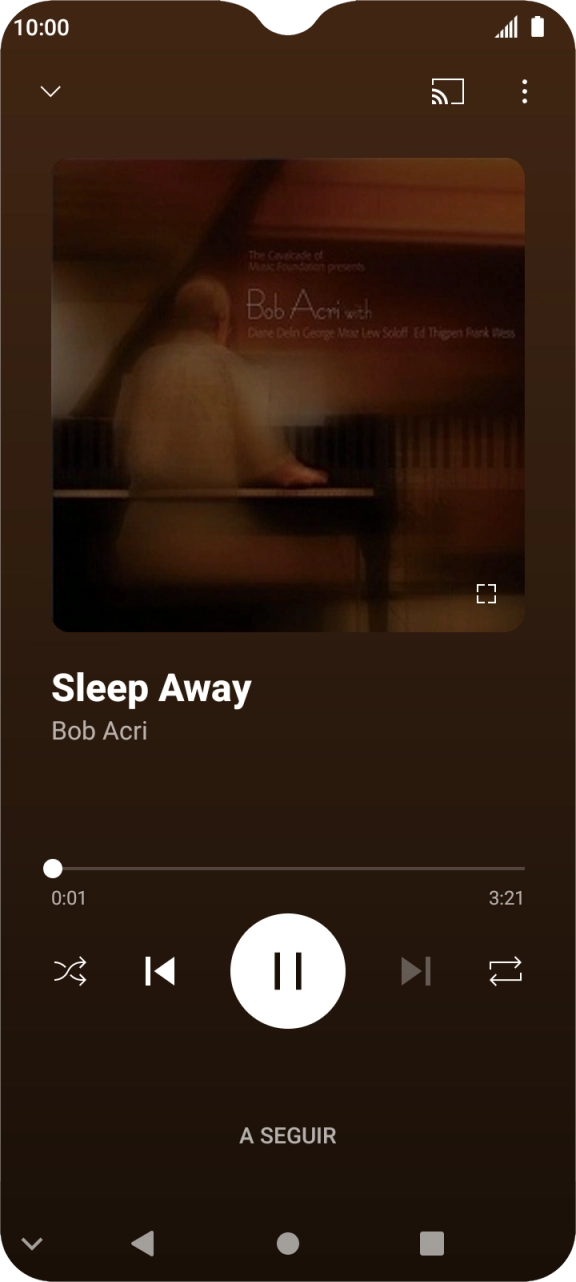 Prima a seta para a direita para ir para o ficheiro de música seguinte.