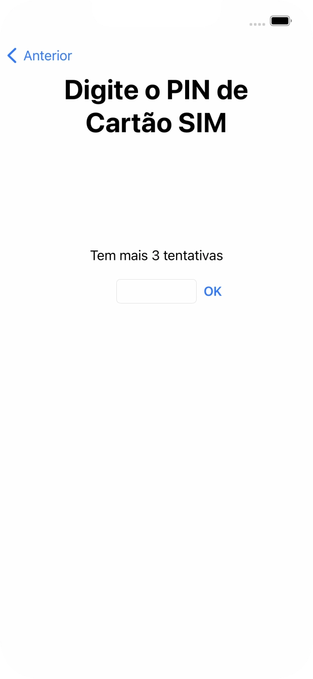 Se o cartão SIM estiver bloqueado, deve introduzir o código PIN e premir OK.