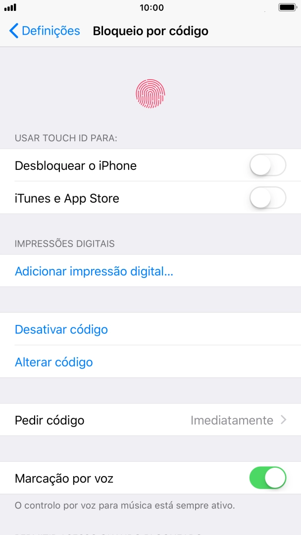 Prima Desativar código , e introduza o código de bloqueio.