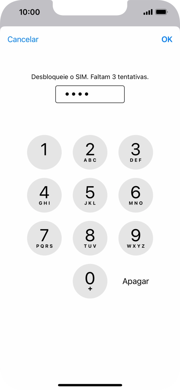 Introduza o seu código PIN e prima OK.