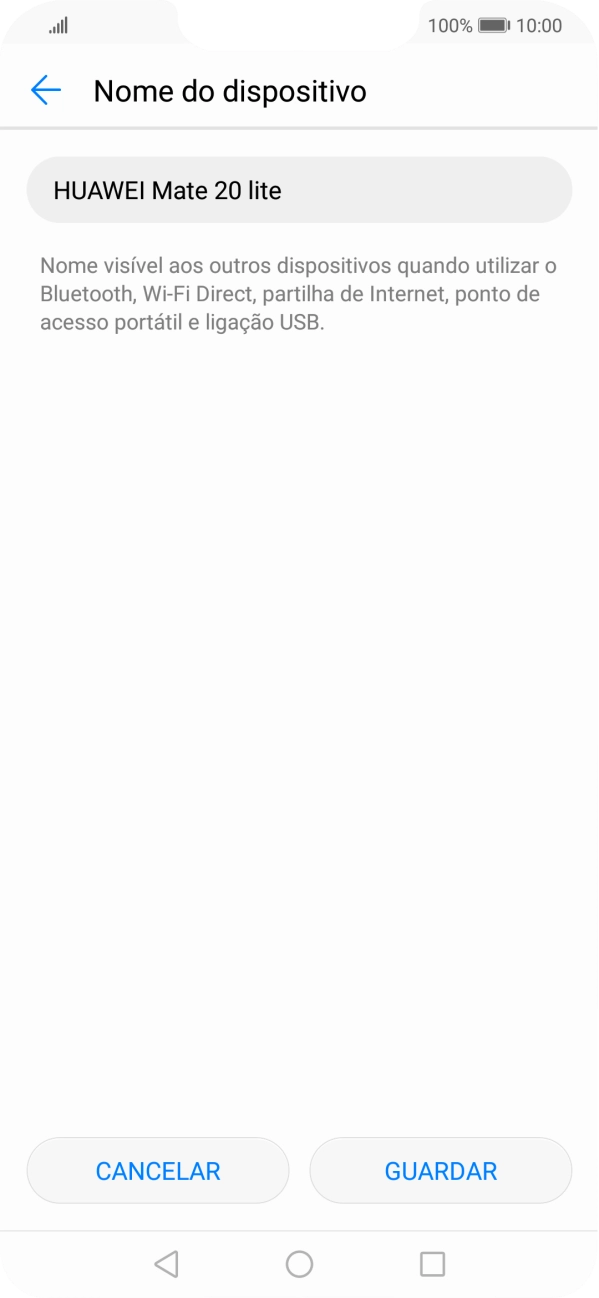 Introduza o nome pretendido do hotspot Wi-Fi e prima GUARDAR.
