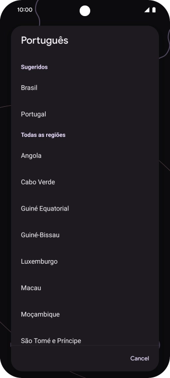 Prima a área ou país pretendido.