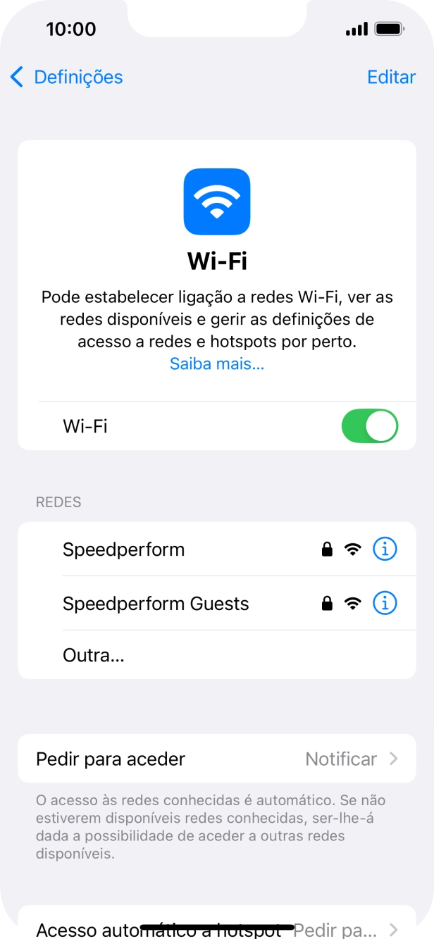 Prima a rede Wi-Fi pretendida e introduza a password da rede Wi-Fi.
