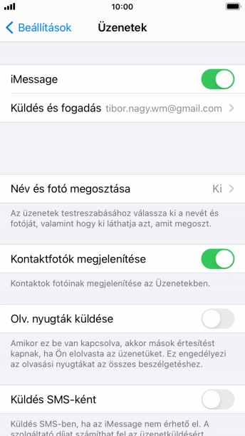 Kattints a „Küldés SMS-ként” melletti csúszkára a funkció be- vagy kikapcsolásához.