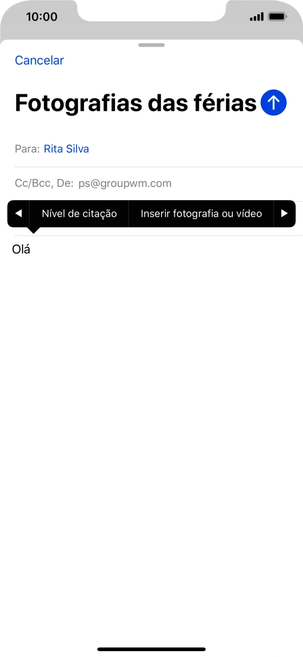 Prima Inserir fotografia ou vídeo e siga as indicações no ecrã para anexar uma imagem ou um clipe de vídeo.