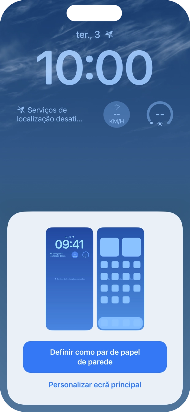 Se pretender utilizar o mesmo esquema de cores para o ecrã principal, prima Definir como par de papel de parede.