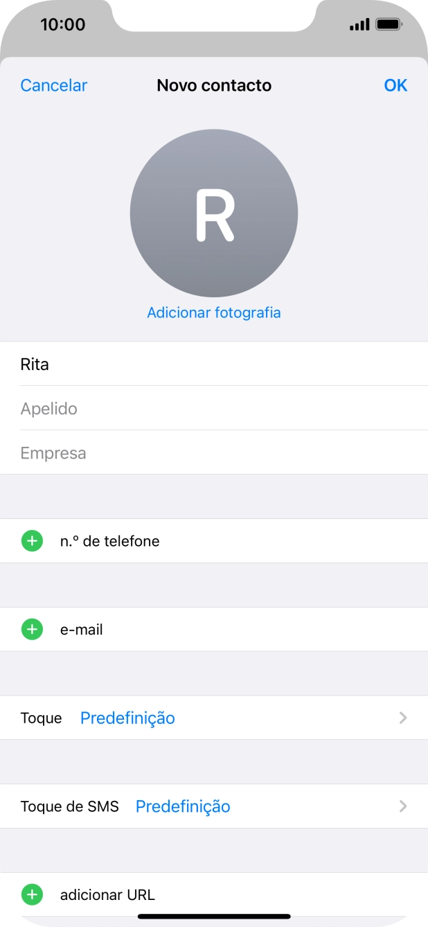 Prima Apelido e introduza o apelido.
