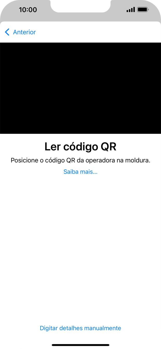 Para scanear o código QR enviado, enquadre-o na moldura da câmara do telefone.