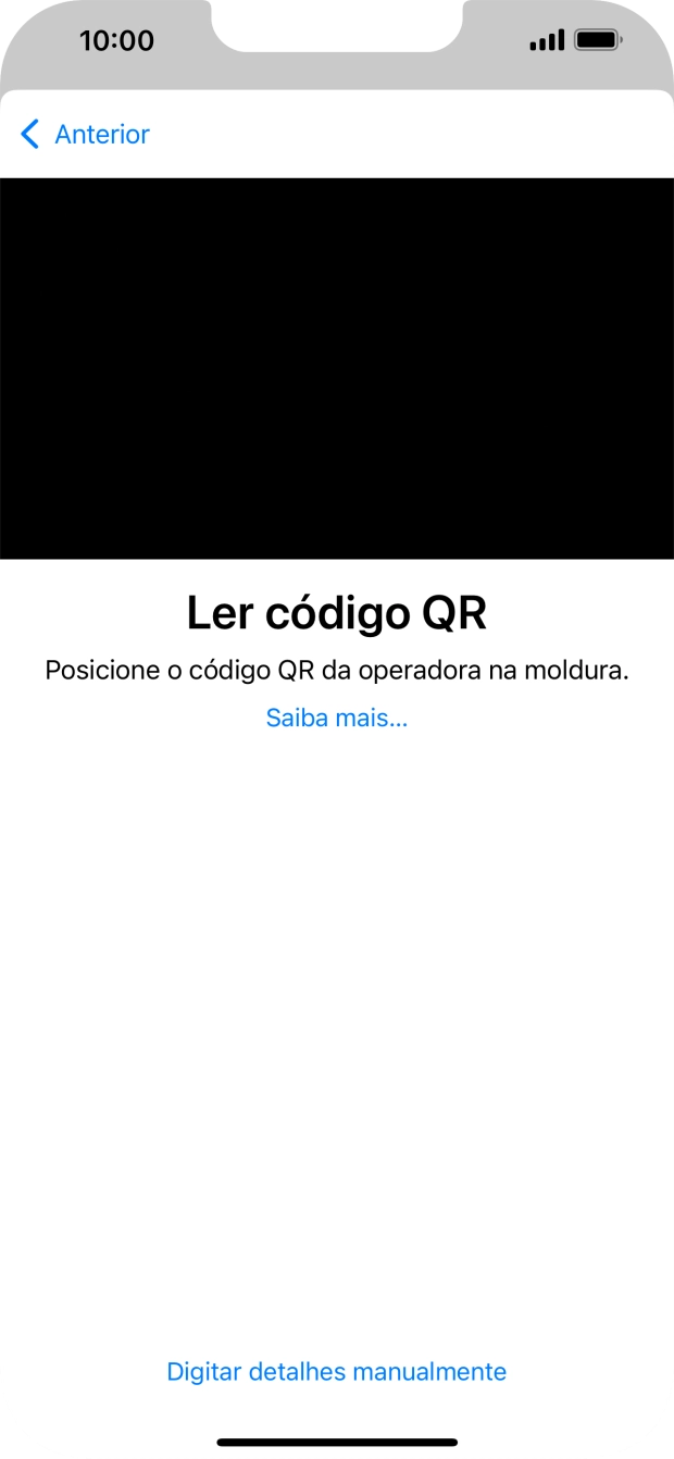Para scanear o código QR enviado, enquadre-o na moldura da câmara do telefone.