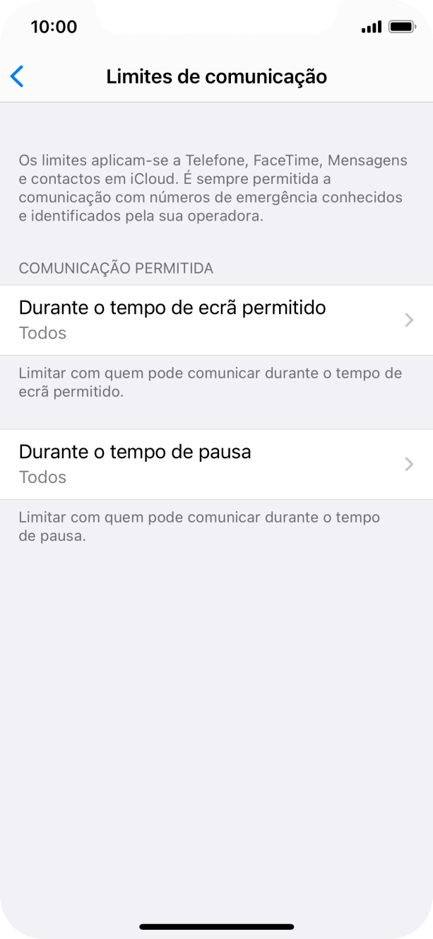Prima Durante o tempo de ecrã permitido.