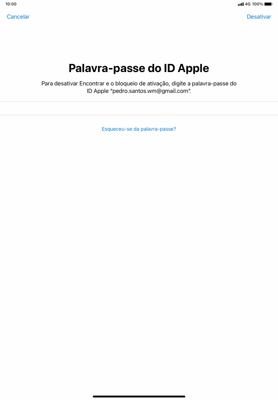 Introduza a password do ID Apple e prima Desactivar.