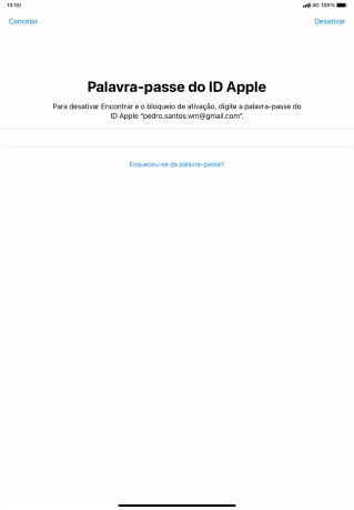 Introduza a password do ID Apple e prima Desactivar.