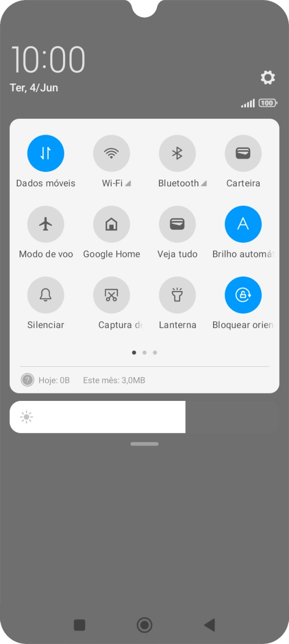 Prima o ícone de perfil para ativar ou desativar o perfil silencioso.