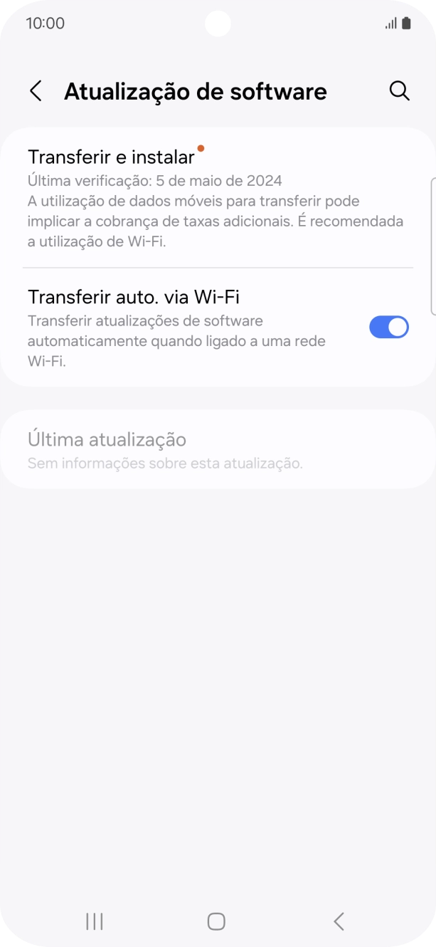 Prima Transferir e instalar. Se existir uma nova versão de software disponível, será agora indicado no ecrã. Siga as indicações no ecrã para atualizar o software do telefone.