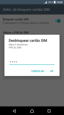 Introduza o seu código PIN e prima OK.