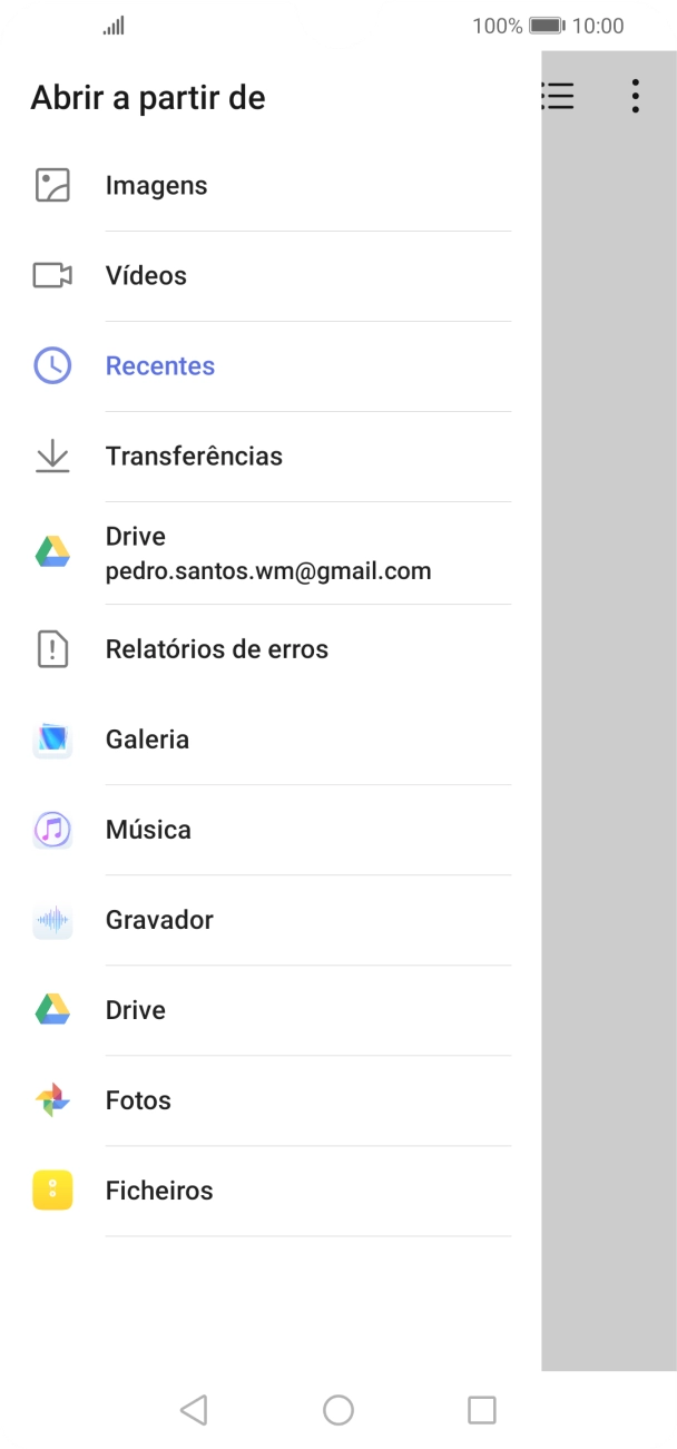 Prima Imagens e vá até à pasta pretendida.