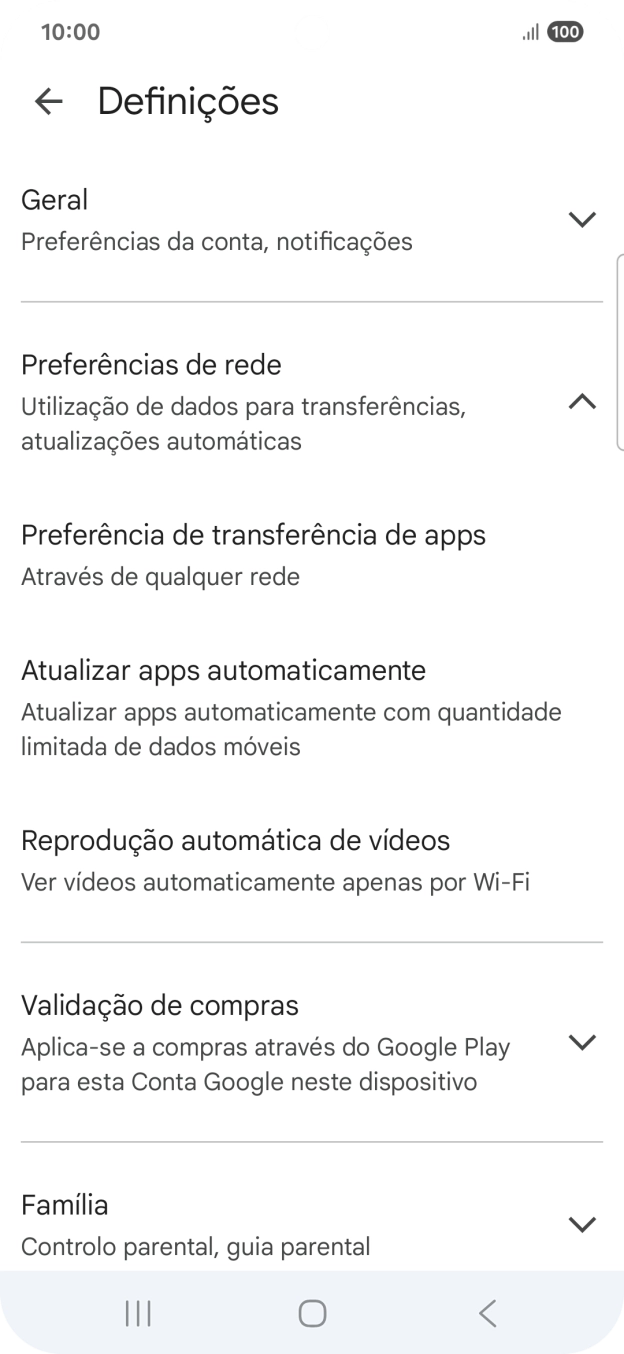 Prima Atualizar apps automaticamente.