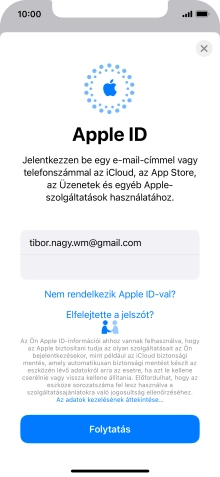 Válaszd a Folytatás lehetőséget.