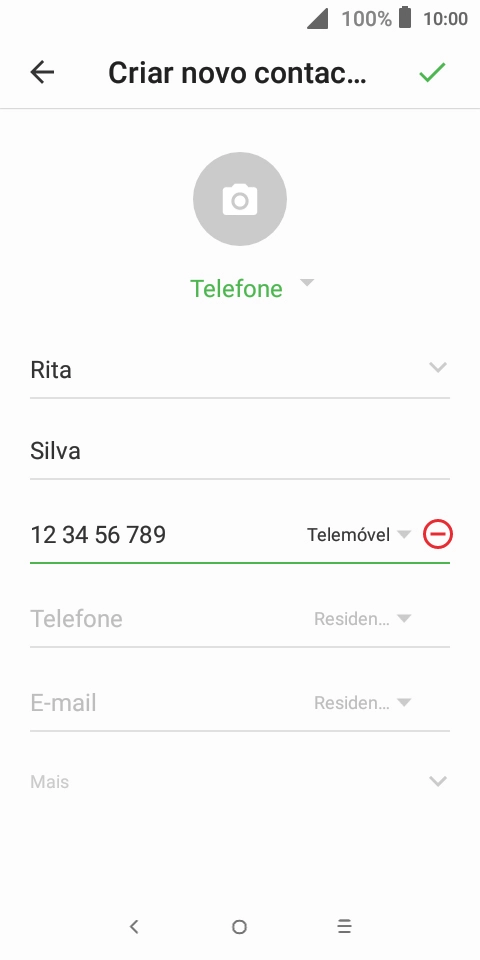 Prima o ícone para aceitar.