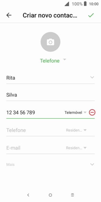Prima o ícone para aceitar.